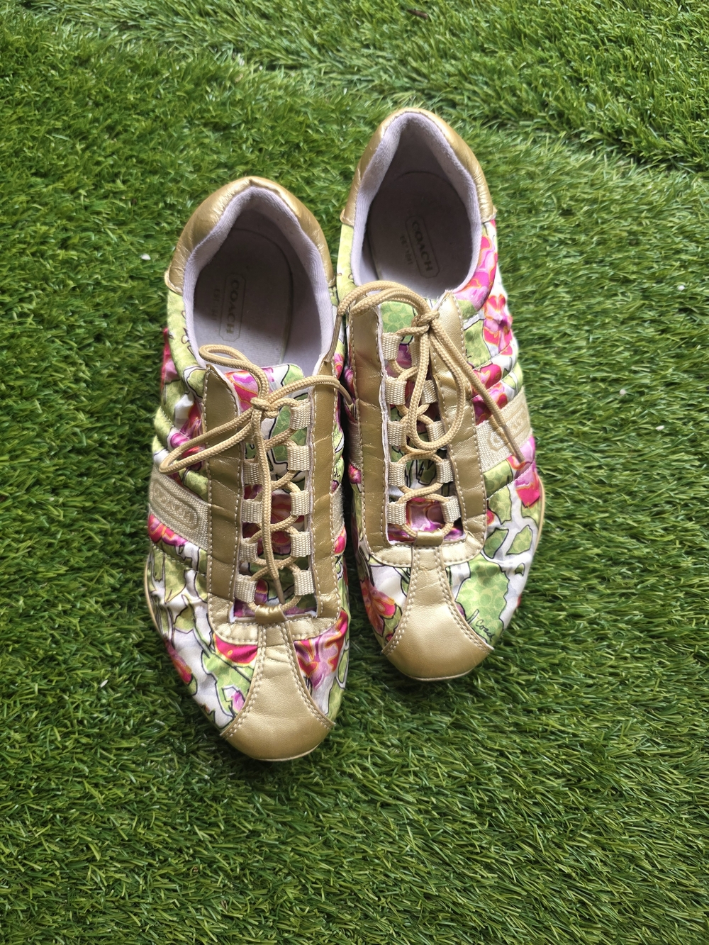 Coach Women's Floral Gold Lace-Up Sneakers